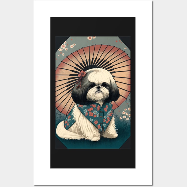 Super Cute Shih Tzu Portrait - Japanese style Wall Art by KoolArtDistrict